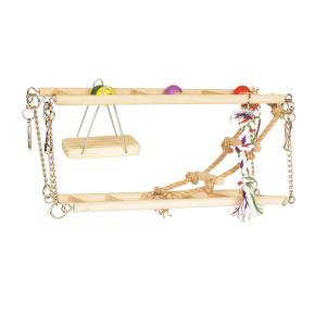 PONTE SUSPENSA DE MADEIRA C REDE 27x16x10cm