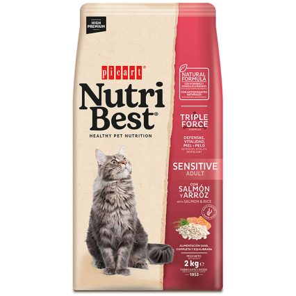 NUTRIBEST CAT ADULT SENSITIVE 2kg- Salmão e arroz