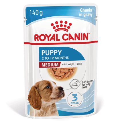 ROYAL CANIN MEDIUM PUPPY PEDAÇOS EM MOLHO 1X140G
