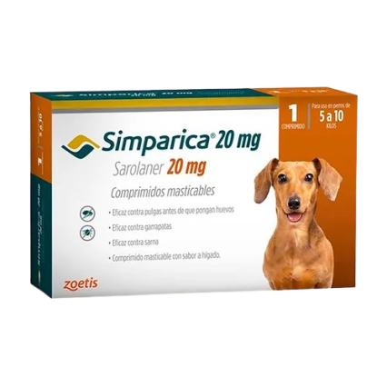 SIMPARICA CAES 20MG 5-10KG (1UNI)